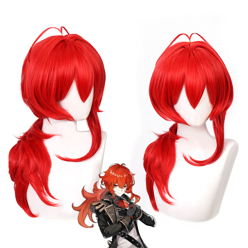Travel Accessories Men - Genshin Impact Diluc Cosplay Wig Traveler