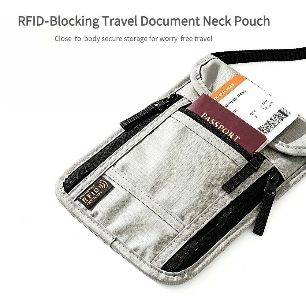 Travel Accessories Wallet - Travel Neck Wallet, RFID Blocking Passport