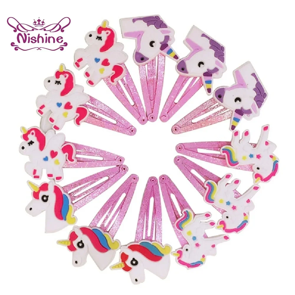 Travel Accessories For 4 Year Old - Nishine 10pcs/lot Unicorn Hair Clips Cartoon