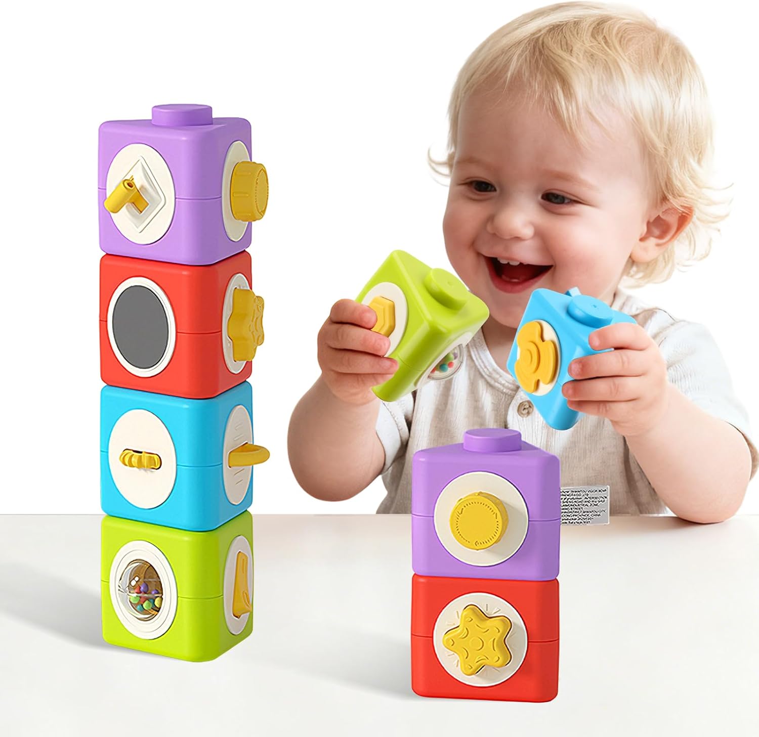 Travel Accessories For Toddlers - Montessori Activity Cube Busy Board 12-in-1
