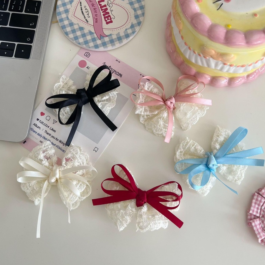 2pcs/set Cute Lace Bow Hair Cl - Travel Accessories For 4 Year Old ulasan dan harga